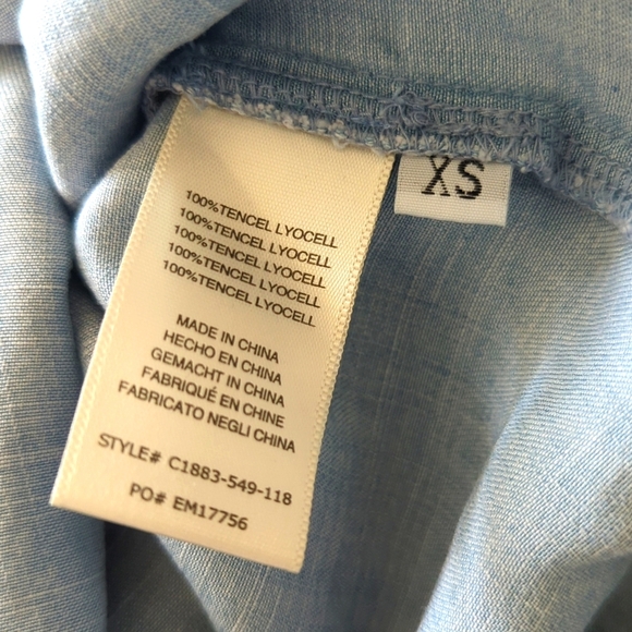 Anthropologie Cloth & Stone Gold-Dotted Chambray Dress - Picture 10 of 12